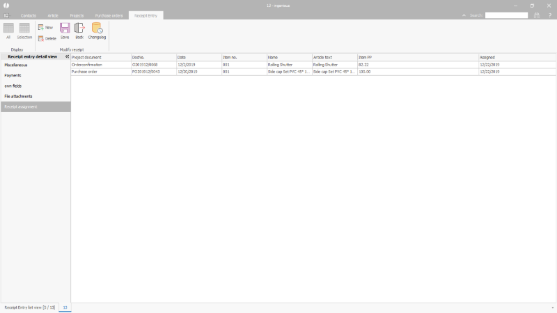 Receipt assignment of an incoming receipt