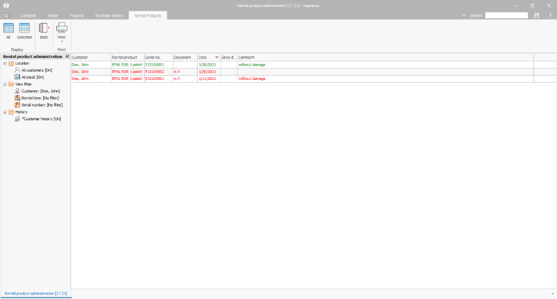 History of a customer