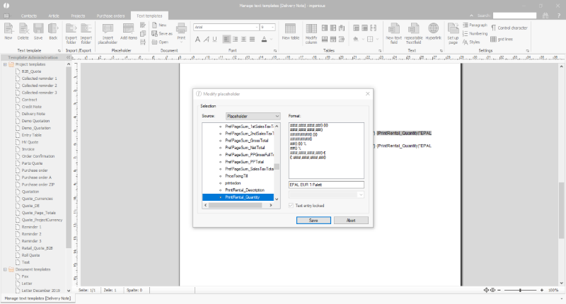 Placeholder to list the serial numbers of the rented products