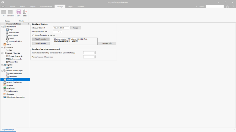 Options for the client that executes the scheduler