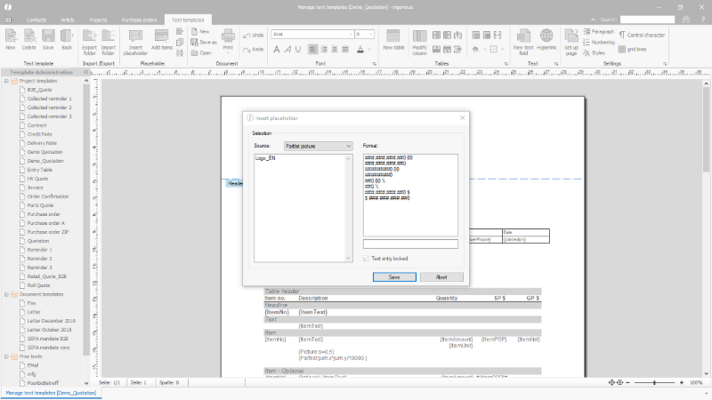Click to Enlarge Insertion of a picture placeholder