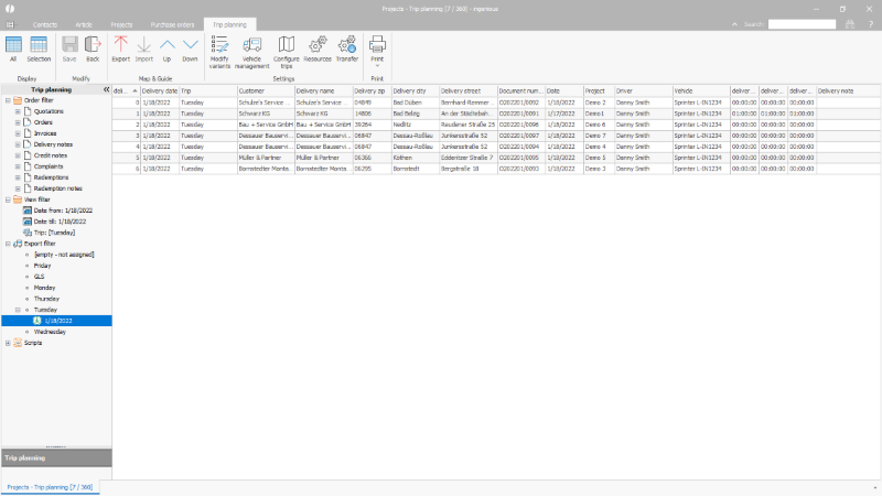 Click to Enlarge Imported trip in an optimized order