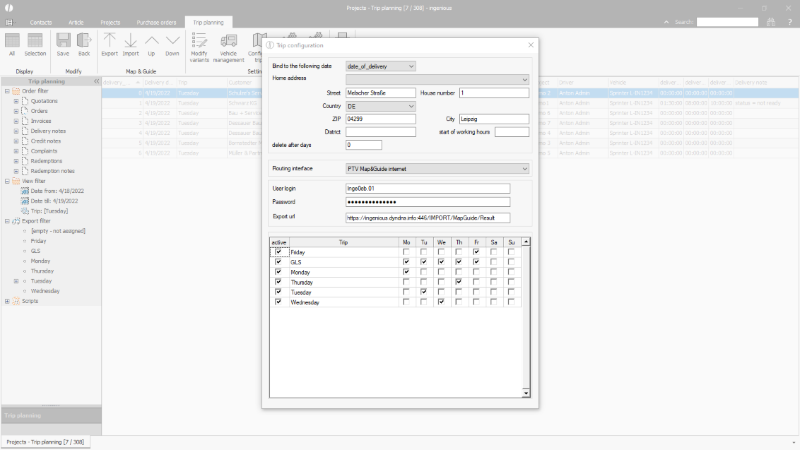 Click to Enlarge Configuration of the trips and the routing interfaces