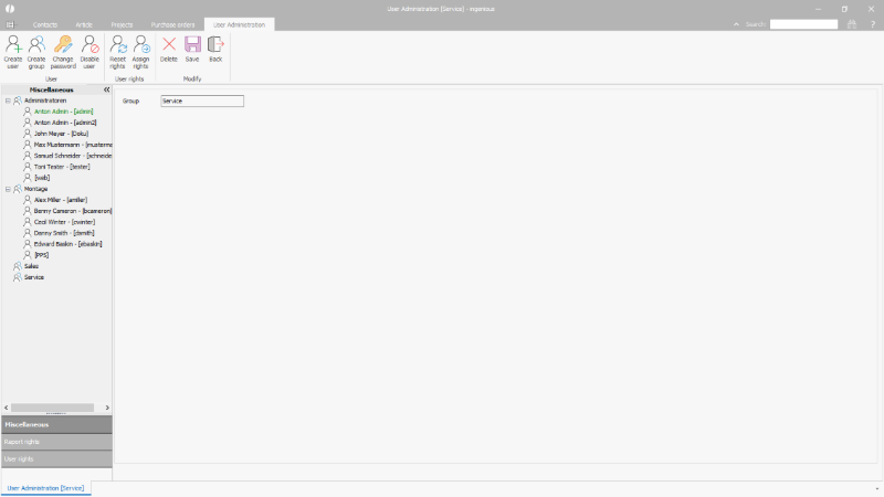 Click to Enlarge Newly created user group