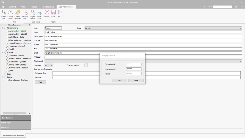Click to Enlarge Change password of a user