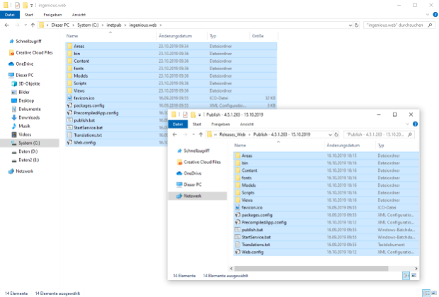 Copying the program files to the website directory
