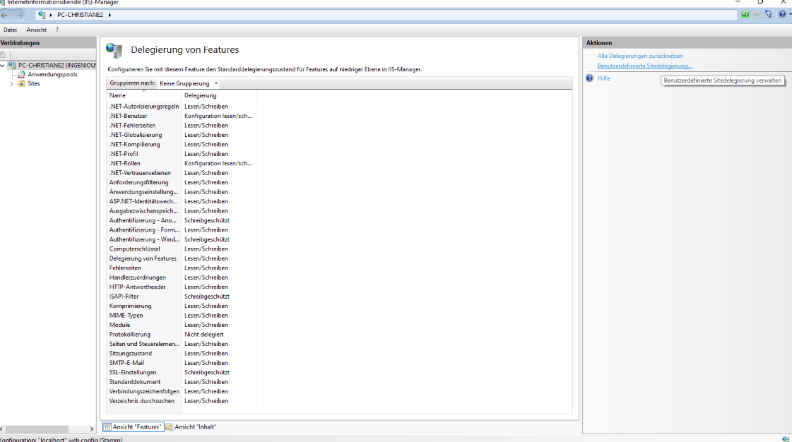Delegation of features