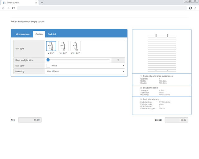 Pictures, Sliders and Color-Picker in the product configurator