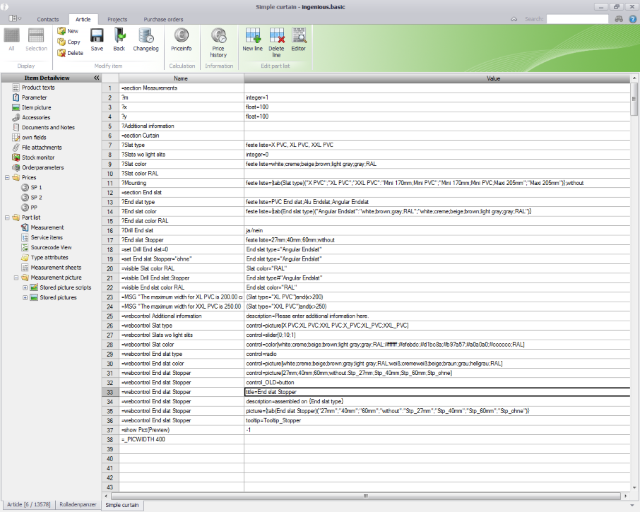Web controls in tabular notation